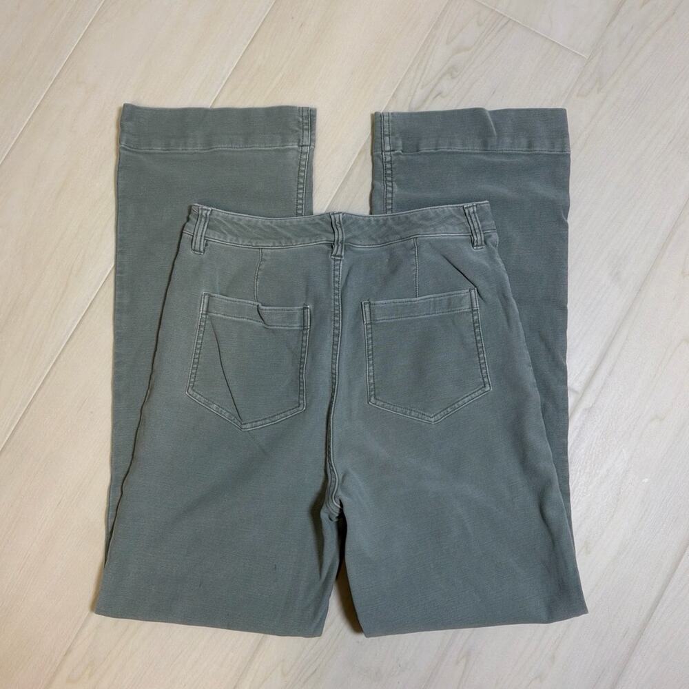 Faherty Stretch Terry Patch Pocket Pants Sage Green High Rise Wide Leg Size 28 - Picture 2 of 5